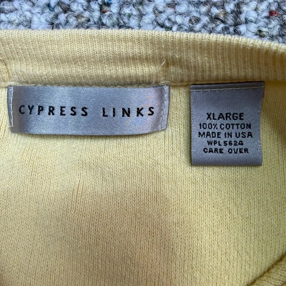 Vintage Cypress Links Sweater Vest Mens XL Golf Yellow Made In USA